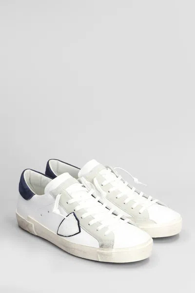 Philippe Model Parisx Sneakers In Leather With Contrasting Heel Tab In White