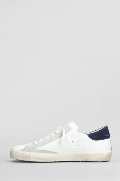 Philippe Model Parisx Sneakers In Leather With Contrasting Heel Tab In White