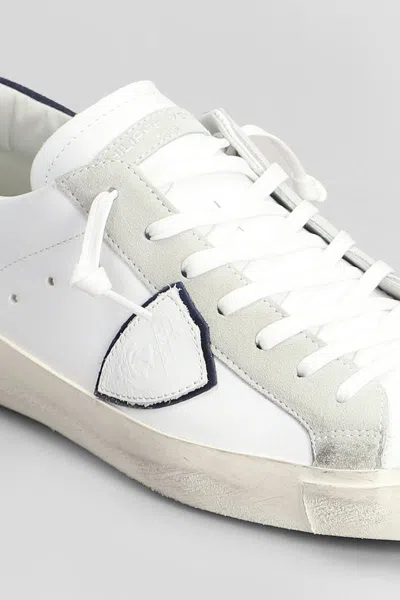 Philippe Model Parisx Sneakers In Leather With Contrasting Heel Tab In White