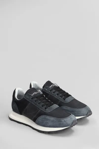 Philippe Model Tour Low Sneakers In Black Suede And Fabric In Black
