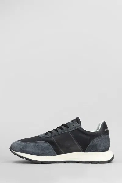 Philippe Model Tour Low Sneakers In Black Suede And Fabric In Black