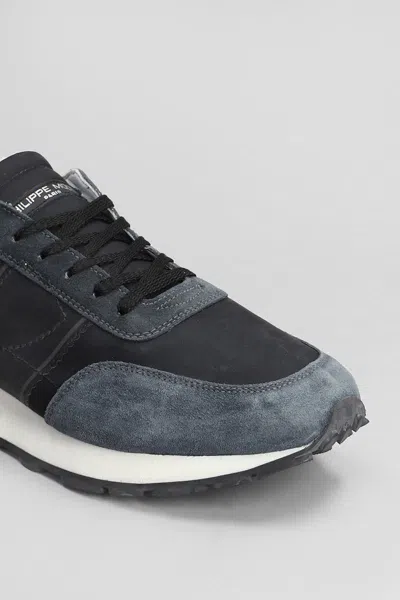 Philippe Model Tour Low Sneakers In Black Suede And Fabric In Black