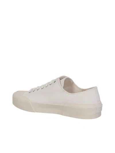 Jil Sander White Lace-up Low Top Trainers In Canvas Man In Multi
