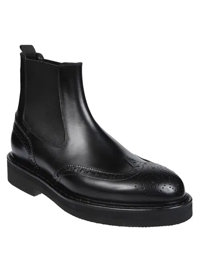 Premiata Elastic-panel Wingtip Boots In Black