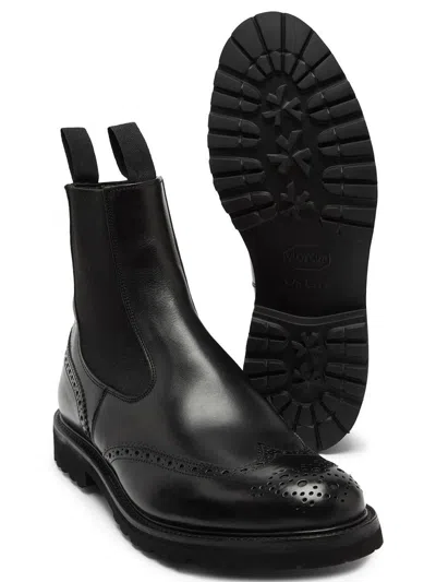 Tricker's Chunky Sole Round Toe Ankle Boots In Black