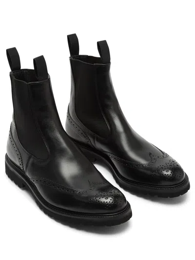 Tricker's Chunky Sole Round Toe Ankle Boots In Black