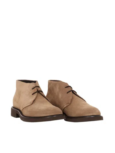 Doucal's Beige Boots Suede In Brown