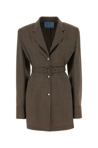 Prada Blazer Wool Pinstripe Pattern In Multicoloured