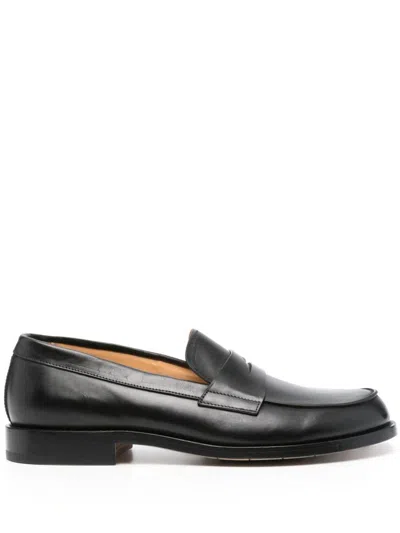 Premiata Round Toe Textured Finish Loafers In Black
