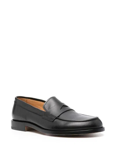 Premiata Round Toe Textured Finish Loafers In Black
