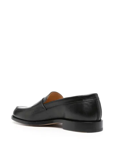 Premiata Round Toe Textured Finish Loafers In Black