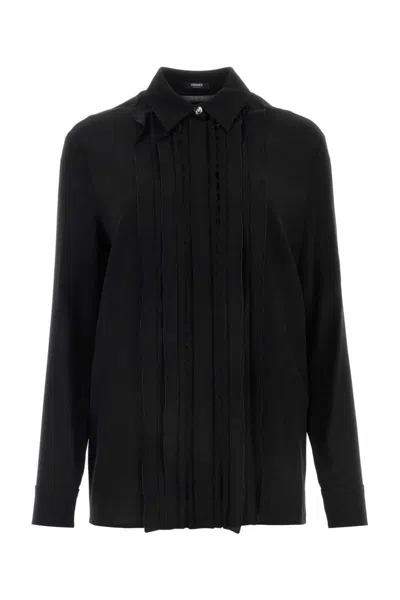 Versace Black Crepe Shirt In Black