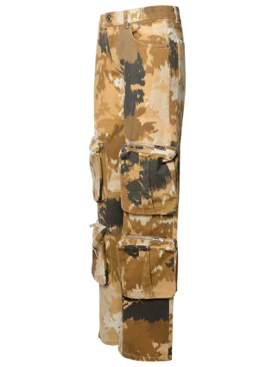 Blumarine Multicolor Cargo Pants With Camouflage Motif In Stretch Cotton Woman In Brown