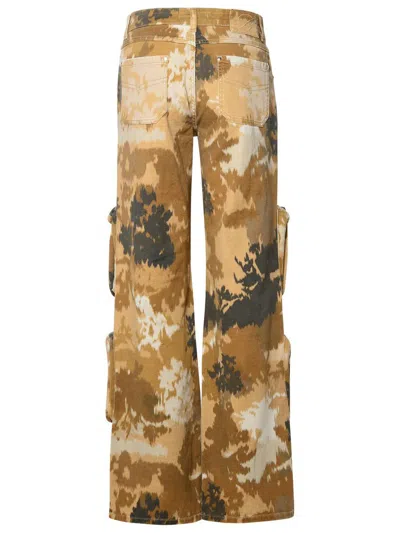 Blumarine Multicolor Cargo Pants With Camouflage Motif In Stretch Cotton Woman In Brown