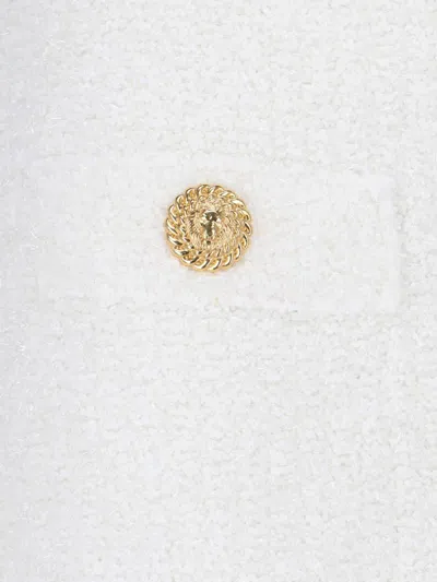 Balmain Knit Mini Skirt With Embossed Buttons Women In White