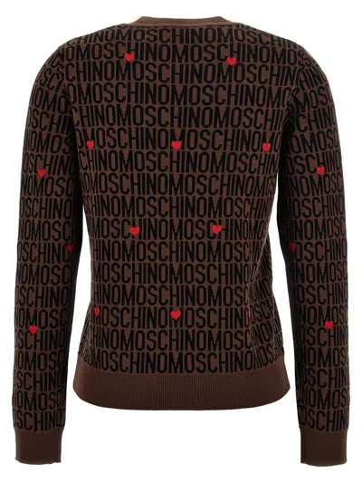 Shop Moschino 'logo' Sweater In Brown