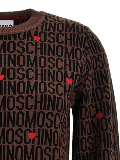 Shop Moschino 'logo' Sweater In Brown