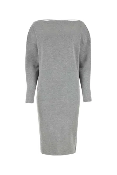 Gucci Grey Stretch Wool Blend Dress In Grey
