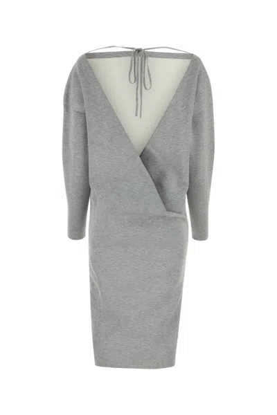 Gucci Grey Stretch Wool Blend Dress In Grey