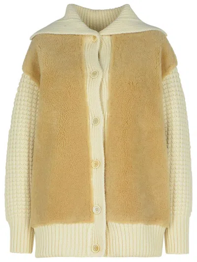 Fabiana Filippi Cream Shearling Jacket In Beige
