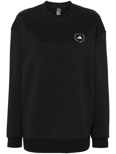 Adidas By Stella Mccartney Logo-print Organic-cotton Sweatshirt In Black