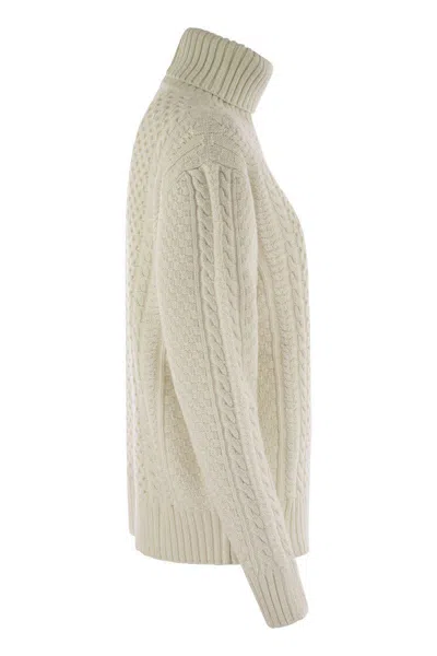 Fabiana Filippi Women's Turtleneck Jumper With Special Workmanship Sweater In White