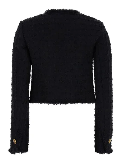 Versace Short Tweed Heritage Jacket In Black