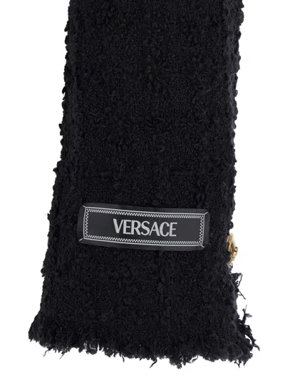 Versace Short Tweed Heritage Jacket In Black