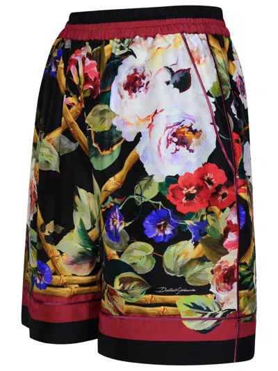 Dolce & Gabbana Floral-print Silk Pajama Shorts In Multicolor