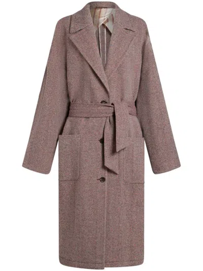 Etro Chevron Wool Coat Coats Bordeaux
