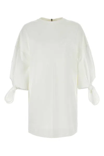 Max Mara Cotton Poplin Lace-up Mini Dress In White