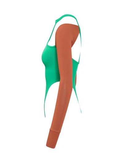 Alessandro Vigilante Two-tone Bodysuit In Green