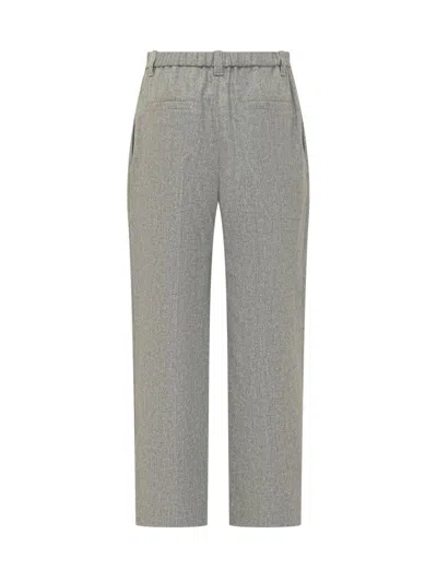 Brunello Cucinelli High-waisted Tailored Trousers With Pleated Front In Gray
