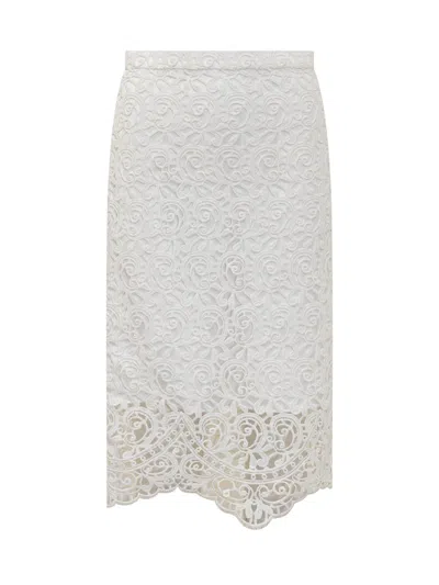 Burberry Macram Ace Pencil Skirt In White