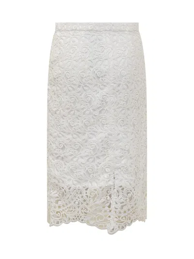 Burberry Macram Ace Pencil Skirt In White