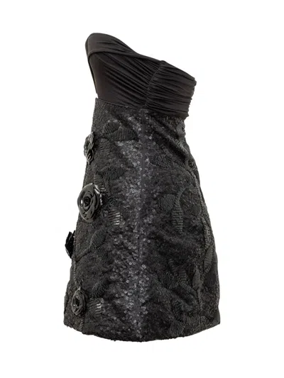 Des_phemmes Dress With Floral Decoration In Black