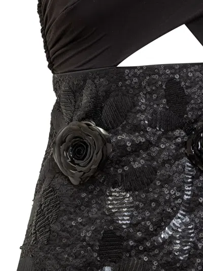 Des_phemmes Dress With Floral Decoration In Black