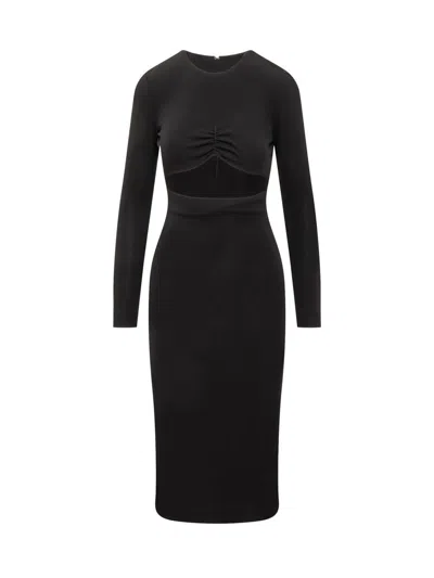 Dsquared2 Black Cut-out Detail Midi Dress In Black