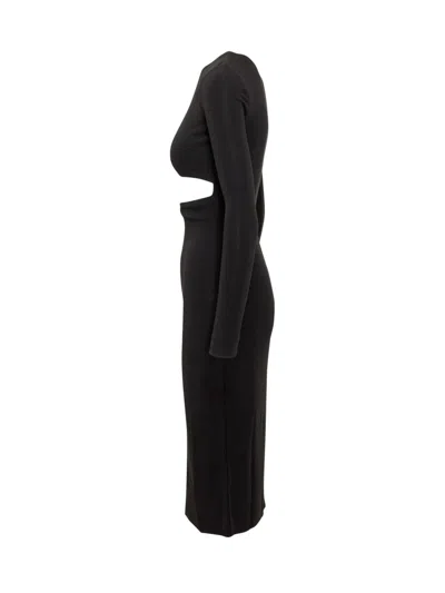 Dsquared2 Black Cut-out Detail Midi Dress In Black