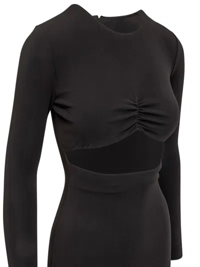 Dsquared2 Black Cut-out Detail Midi Dress In Black