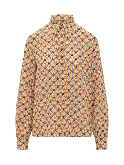 Etro Silk Blouse With Intricate Pattern In Orange
