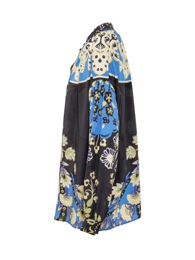 Etro Ornamental Print Silk Blouse In Blue