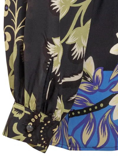 Etro Ornamental Print Silk Blouse In Blue