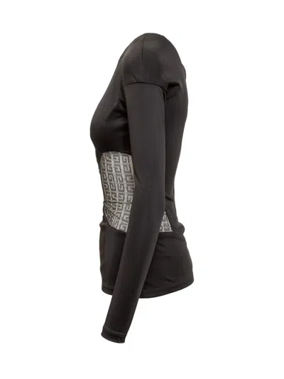 Givenchy Draped Top In Jersey And 4g Lace In Black