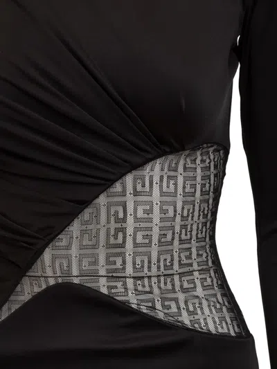Givenchy Draped Top In Jersey And 4g Lace In Black
