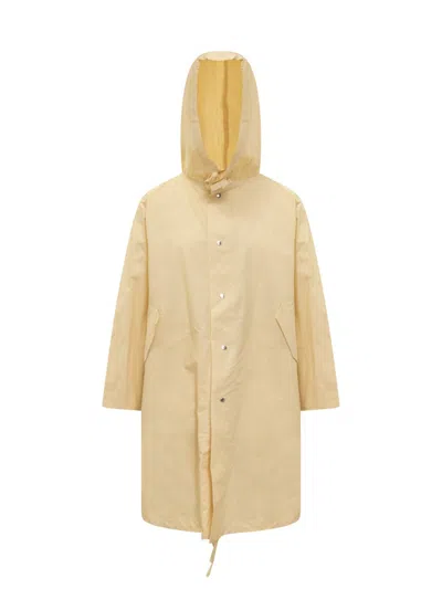 Jil Sander Logo Printed Cotton Canvas Parka In Yellow