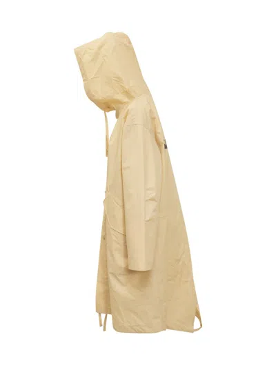 Jil Sander Logo Printed Cotton Canvas Parka In Yellow