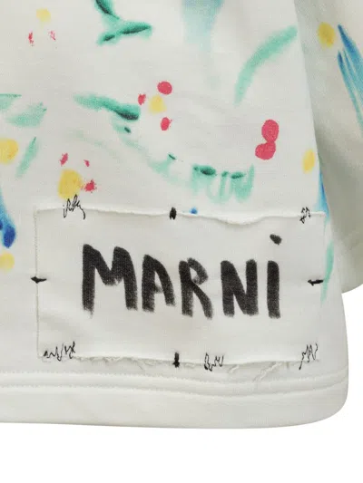 Marni Multicolor Cotton Sweatshirt In White