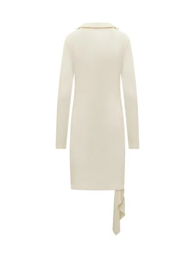 Off-white Viscose Crêpe Draped Dress In Yellow