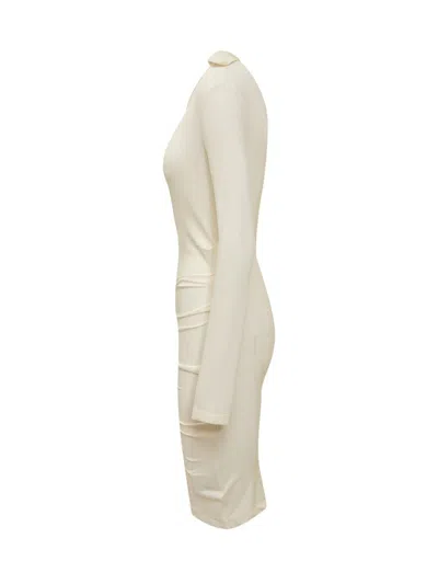 Off-white Viscose Crêpe Draped Dress In Yellow